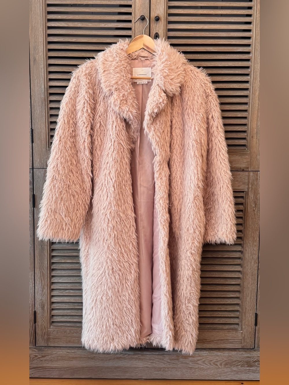 Anthropologie Plush Teddy Coat in Blush Pink